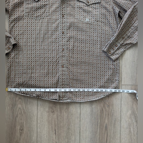 ROPER Brown and White Geometric Shirt 👕 - Picture 5 of 7